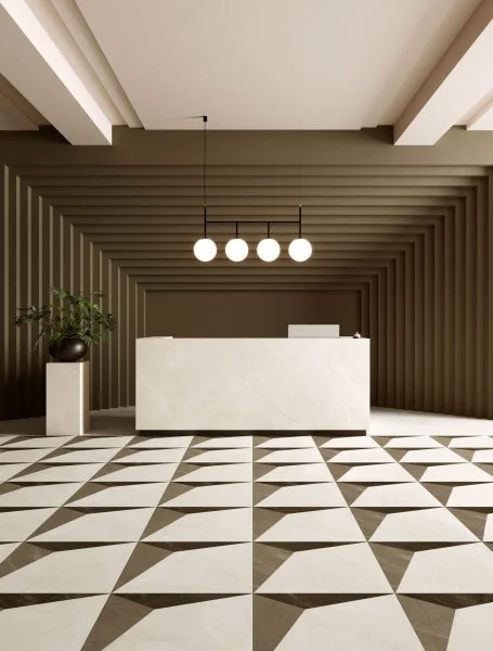 Керамогранит Coliseum Фьямма Уайт Вставка Фрэйм 60х60 (Натуральный и Реттифицированный) в Каменске-Уральском